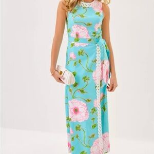 Lilly Pulitzer Blue and Pink Floral Maxi Dress
